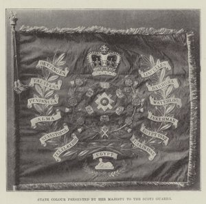 State Color presenterad av Hennes Majestät till Scots Guards av English Photographer