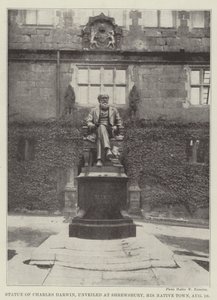 Staty av Charles Darwin, avtäckt i Shrewsbury, hans hemstad, 10 augusti av English Photographer