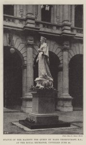 Staty av Hennes Majestät Drottningen av Hamo Thornycroft, RA, vid Royal Exchange, avtäckt den 20 juni av English Photographer