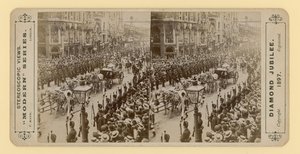 Stereoskopiskt tryck av drottning Victorias diamantjubileum, 28 juni 1897 av English Photographer