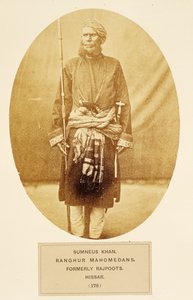 Sumner Khan, Ranghur Mahomedans, tidigare Rajputs, Hisar, från The People of India, av J. Forbes Watson, publicerad 1868 (albumtryck) av English Photographer