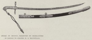 Sword of Honor presenteras av Highlanders i London till överste H A MacDonald av English Photographer