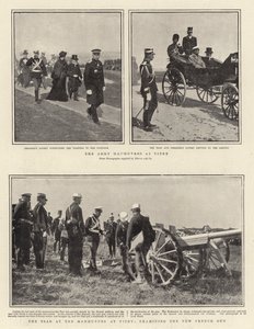 Arméns manövrar vid Vitry, tsaren vid manövrarna vid Vitry, undersöker den nya franska pistolen av English Photographer