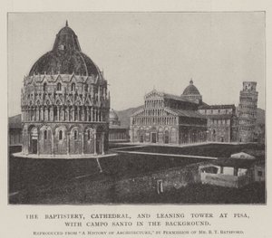 Baptisteriet, katedralen och det lutande tornet i Pisa, med Campo Santo i bakgrunden av English Photographer
