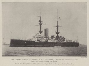 The Coming Durbar i Delhi, HMS Renown, som ska förmedla hertigen av Connaught till Indien av English Photographer
