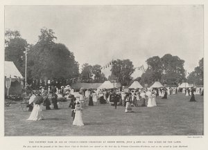 Landsmässan till förmån för tjugotre välgörenhetsorganisationer i Sheen House, 9 och 10 juli, scenen på gräsmattan av English Photographer