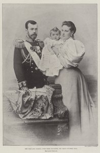 Tsaren och tsarinan, med sin dotter, storhertiginnan Olga