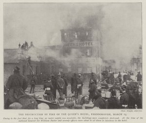 The Destruction by Fire of the Queens Hotel, Farnborough, 14 mars av English Photographer