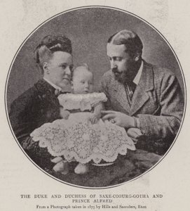 Hertigen och hertiginnan av Sachsen-Coburg-Gotha och prins Alfred av English Photographer
