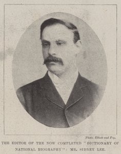 Redaktören för den nu färdiga Dictionary of National Biography, Mr Sidney Lee av English Photographer