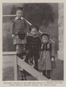 De äldsta barnen till hertigen och hertiginnan av Cornwall och York, prins Edward, prinsessan Victoria och prins Albert av English Photographer