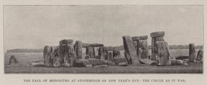Monoliternas fall i Stonehenge på nyårsafton, cirkeln som den var av English Photographer
