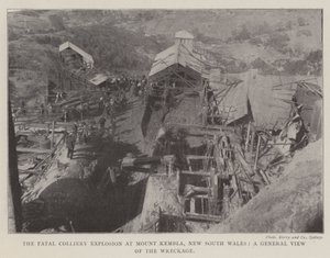 The Fatal Colliery Explosion på Mount Kembla, New South Wales, en allmän bild av vraket av English Photographer