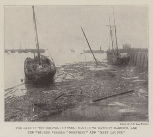 Galen i Bristol Channel, Damage to Watchet Harbour och de havererade fartygen Josephine och Mary Lauder av English Photographer