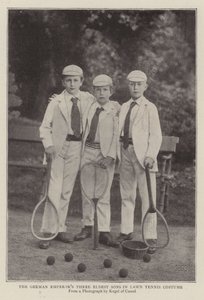 De tyska kejsarna tre äldsta söner i Lawn Tennis kostym av English Photographer