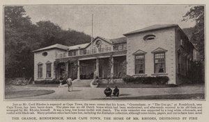 The Grange, Rondebosch, nära Kapstaden, herr Rhodes hem, förstört av brand av English Photographer