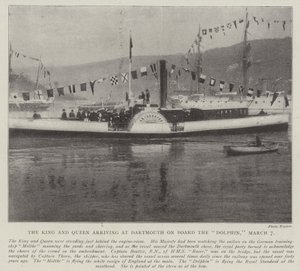 Kungen och drottningen anländer till Dartmouth ombord på Dolphin, 7 mars av English Photographer
