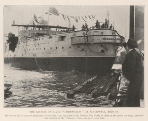 Lanseringen av HMS Cornwallis på Blackwall, 17 juli av English Photographer