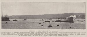 Lanseringen av HMS Encounter i Devonport av English Photographer