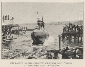 Lanseringen av American Submarine Boat Shark i Elizabeth Port, New Jersey av English Photographer