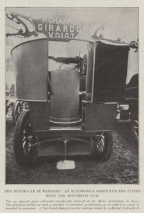 Motor-Car in Warfare, en bil bepansrad och utrustad med Hotchkiss Gun av English Photographer