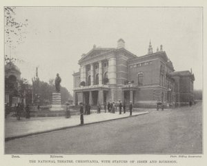 Nationalteatern, Christiania, med statyer av Ibsen och Björnson av English Photographer