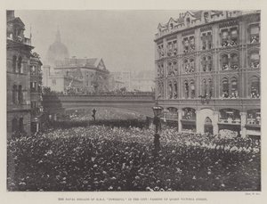 Naval Brigade of HMS Powerful in the City, passerar Queen Victoria Street av English Photographer