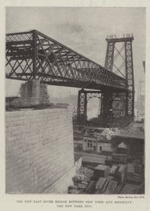 New East River Bridge mellan New York och Brooklyn, New York End av English Photographer
