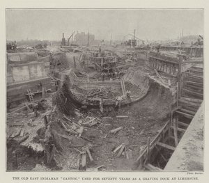 Old East Indiaman Canton, använd i sjuttio år som gravplats vid Limehouse av English Photographer