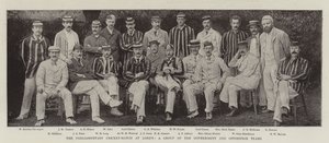 Den parlamentariska cricketmatchen på Lords, en grupp av regerings- och oppositionslag av English Photographer