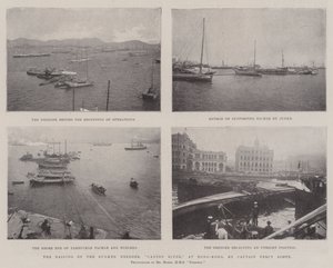 The Raising of the Sunken Dredger, Canton River, i Hong-Kong, av kapten Percy Scott av English Photographer