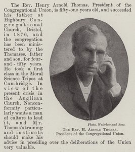 Pastor H Arnold Thomas, ordförande för Congregational Union av English Photographer
