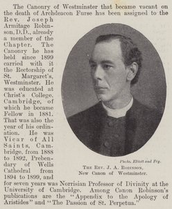 Pastor J A Robinson, New Canon of Westminster av English Photographer