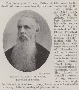 Pastor W Hay M H Aitken, ny kanon från Norwich av English Photographer
