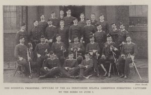 Roodeval Prisoners, officerare från 4th Derbyshire Militia (Sherwood Foresters) tillfångatagna av boerna den 7 juni av English Photographer