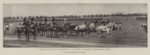 Royal Review på Aldershot, Queens Carriage vid Saluting Point av English Photographer