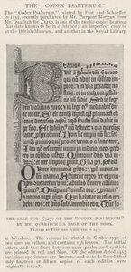 Försäljningen för £5250 av Codex Psalterum av Mr Quaritch, en sida i boken av English Photographer