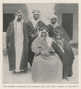 Sheikh Mubarak av Koweit, hans Son och tre skötare av English Photographer