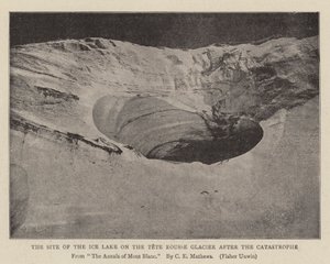 Platsen för issjön på Tete Rousse-glaciären efter katastrofen av English Photographer