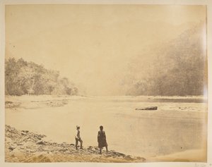 Teesta på Bheerkotee.  Utsikt över Darjeeling. 1870-talet av English Photographer