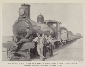 Transvaal War, ett fristatståg vid Norvals Pont Station vid korsningen mellan Port Elizabeth och Free State av English Photographer