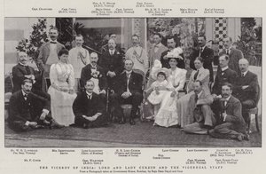 Indiens vicekung, Lord och Lady Curzon och Vigeregal-staben av English Photographer