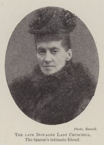 Den bortgångne enkefrun Lady Churchill, drottningens intima vän av English Photographer