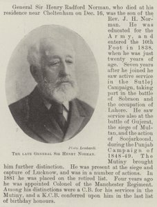 Den avlidne general Sir Henry Norman av English Photographer