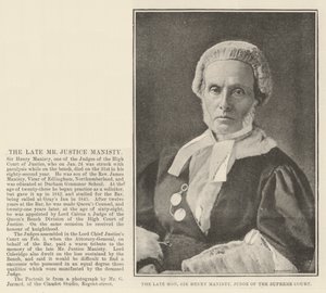 Den avlidne ärade Sir Henry Manisty, domare vid Högsta domstolen av English Photographer
