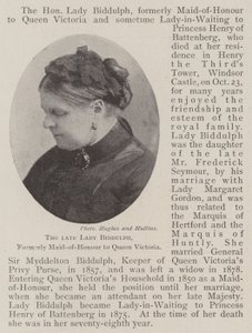 Den avlidna Lady Biddulph, tidigare brudtärna till drottning Victoria av English Photographer
