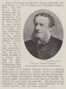 Den bortgångne Lord Cranworth, tidigare MP för South and Mid-Norfolk av English Photographer