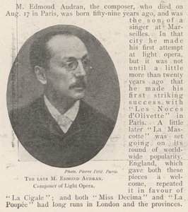 Den bortgångne M Edmond Audran, kompositör av Light Opera av English Photographer