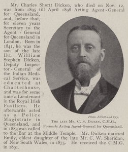 Den avlidne herr CS Dicken, CMG, tidigare tillförordnad generalagent för Queensland av English Photographer
