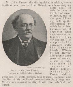 Den framlidne Mr John Farmer, organist vid Balliol College, Oxford av English Photographer